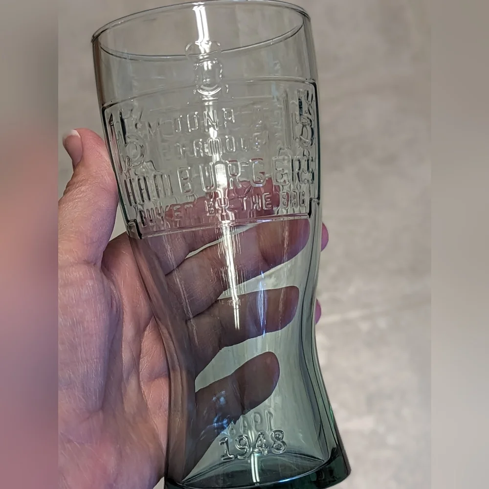 McDonald's Vintage Ad style glasses set of 2 purple and green